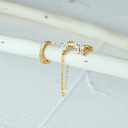 Delicate Flower Drop Earring Set 3 Pieces