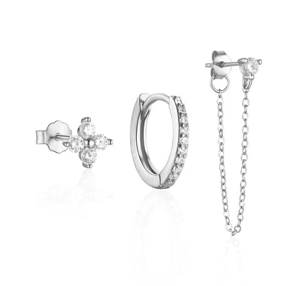 Delicate Flower Drop Earring Set 3 Pieces