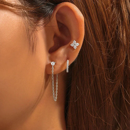 Delicate Flower Drop Earring Set 3 Pieces