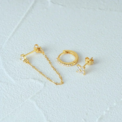 Delicate Flower Drop Earring Set 3 Pieces
