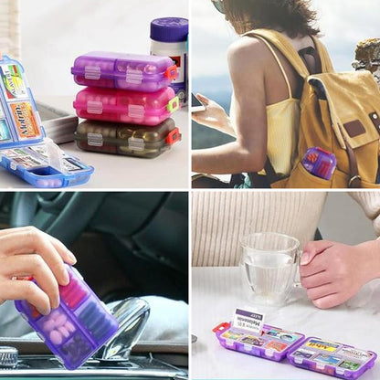 Portable Pill Box Case with 161 Custom Labels