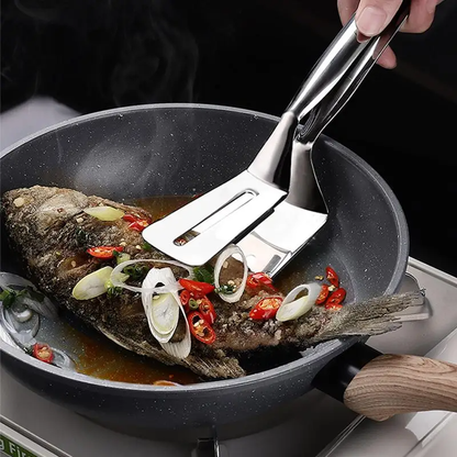 Premium Stainless Steel Kitchen Spatula Tongs Clamp