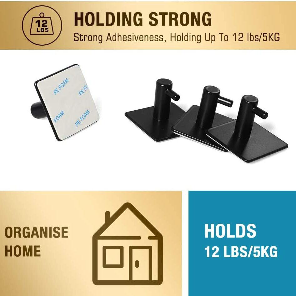 Strong 4-Pack Stainless Steel Heavy Duty Wall Hooks
