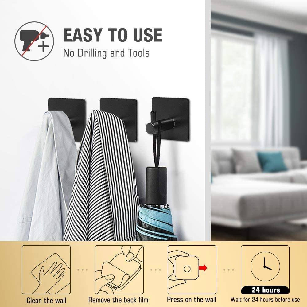Strong 4-Pack Stainless Steel Heavy Duty Wall Hooks
