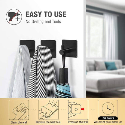 Strong 4-Pack Stainless Steel Heavy Duty Wall Hooks