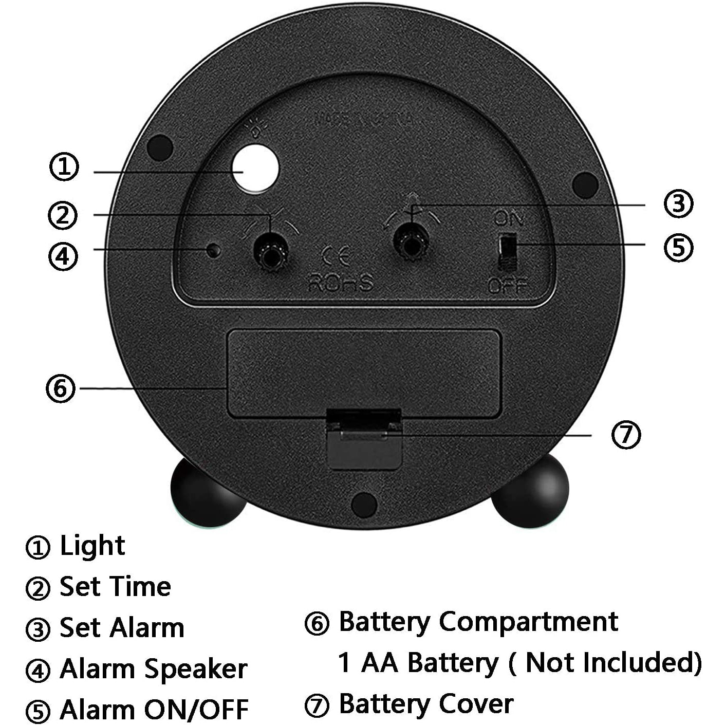 Quiet Small Analog Clock with Nightlight