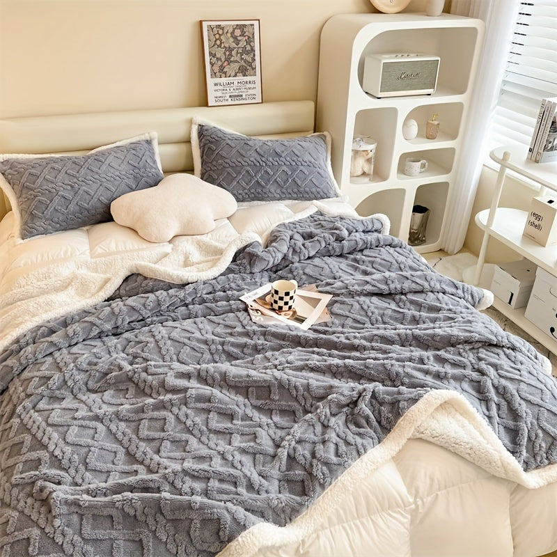 Warm Plush Reversible Fleece Throw Blanket