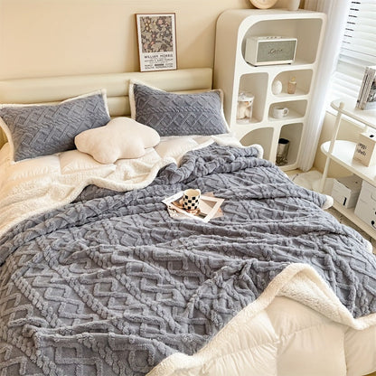 Warm Plush Reversible Fleece Throw Blanket