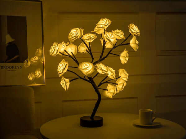 Pretty LED Rose Night Light Table Lamp for Bedroom