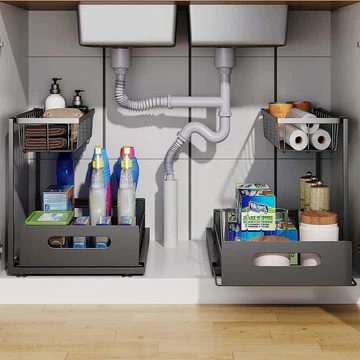 Compact Double Layer Kitchen Sink Storage - Cofik