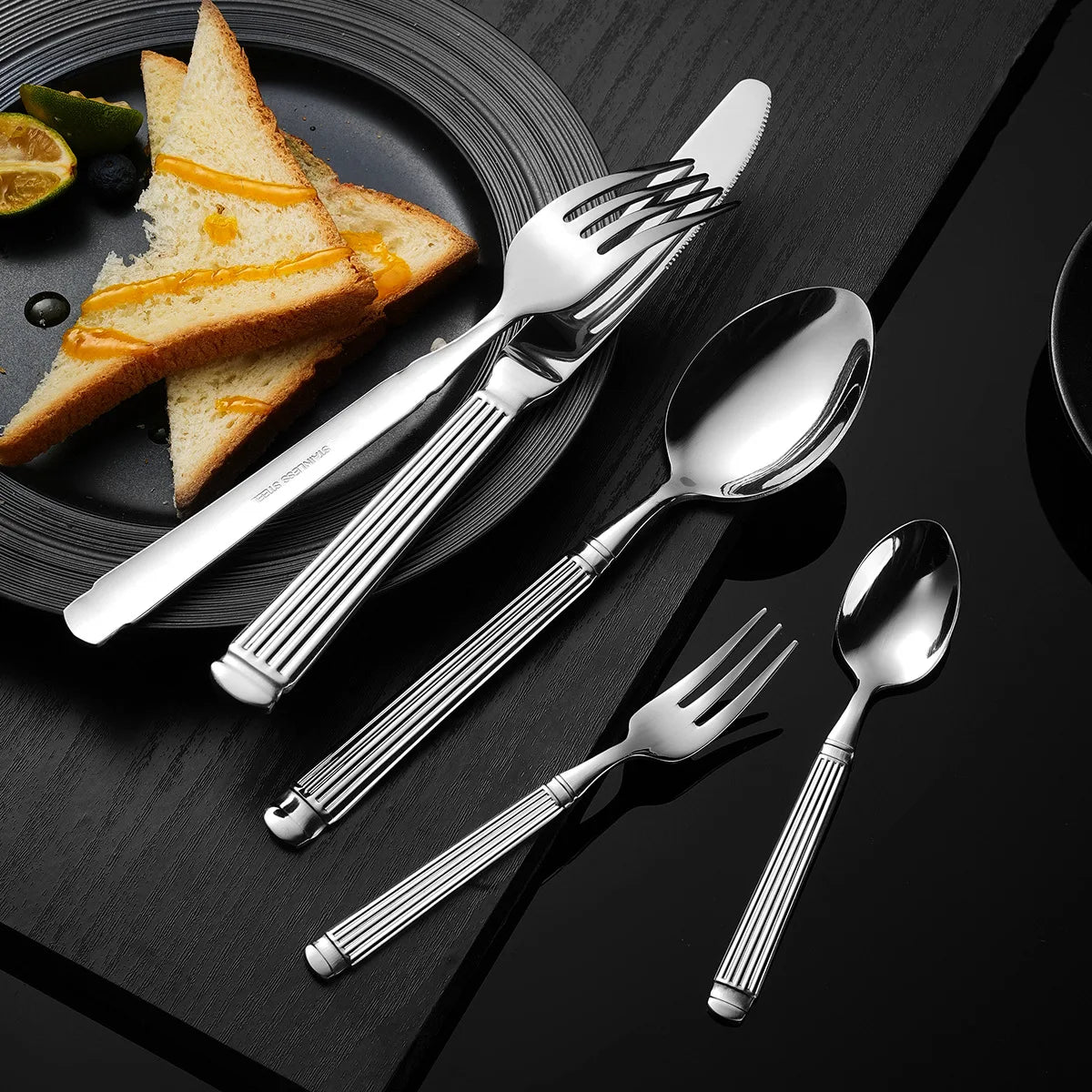 Luxury Gold Tone Stainless Steel Dining Cutlery Set