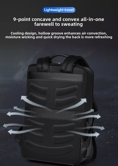 Stylish Leather Backpack with USB Port, 15.6 Inch, Black