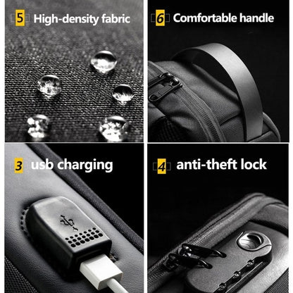 Waterproof Crossbody Bag with USB Charging Port