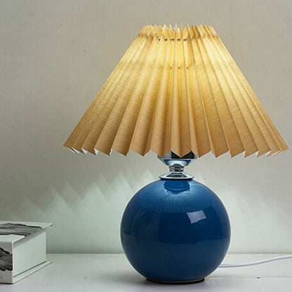 Simple Ceramic Desk Lamp with Folded Shade