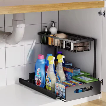 Space Saving 2 Level Under Sink Storage System