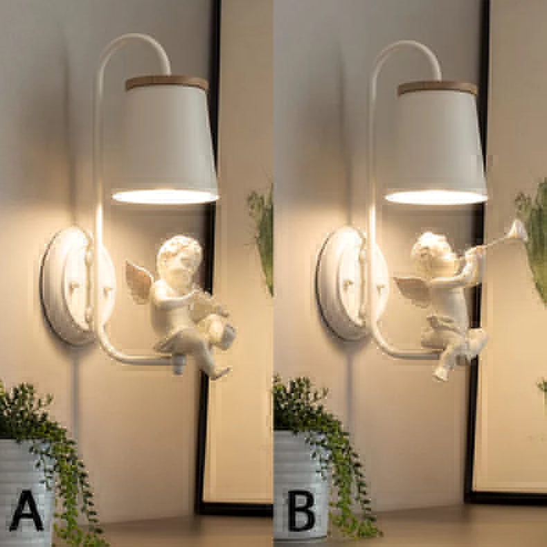 Small Elegant Metal Wall Lamp with Fabric Shade