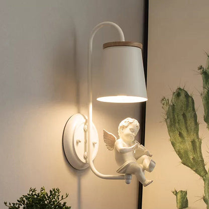 Small Elegant Metal Wall Lamp with Fabric Shade