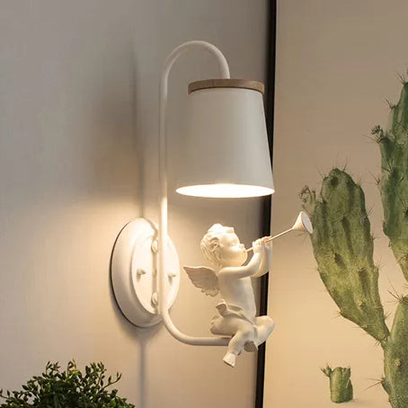 Small Elegant Metal Wall Lamp with Fabric Shade - Cofik