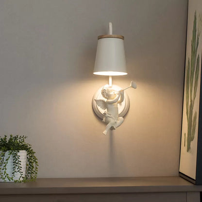 Small Elegant Metal Wall Lamp with Fabric Shade