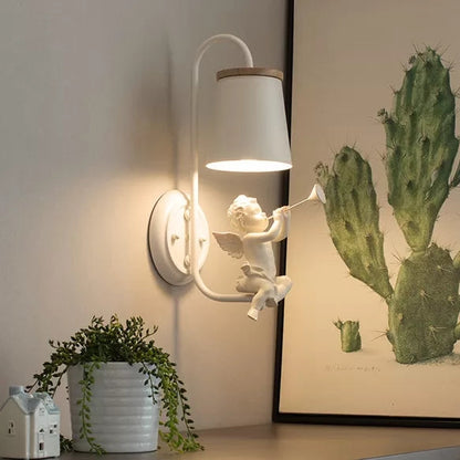 Small Elegant Metal Wall Lamp with Fabric Shade