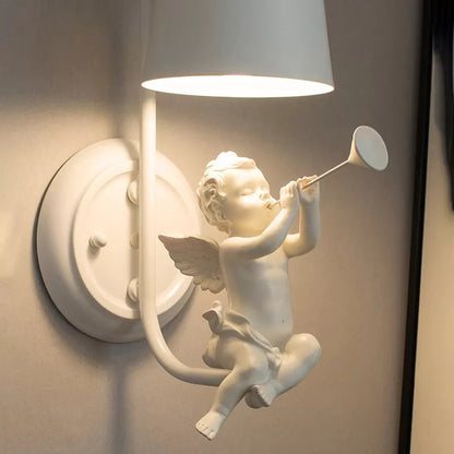Small Elegant Metal Wall Lamp with Fabric Shade