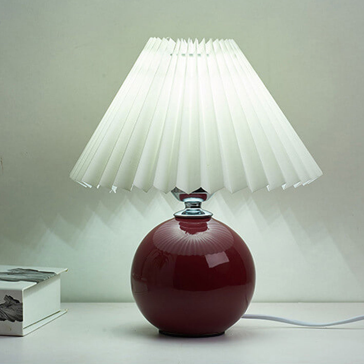 Simple Ceramic Desk Lamp with Folded Shade