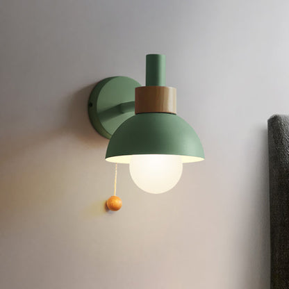 Vintage Glass Wall Lamp with Metal Shade