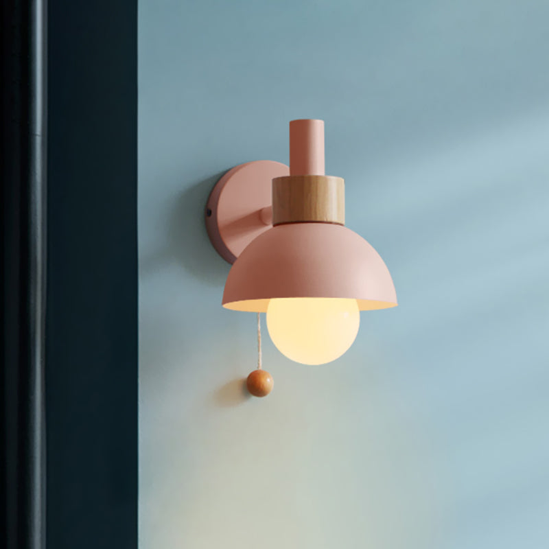 Vintage Glass Wall Lamp with Metal Shade