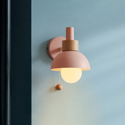 Vintage Glass Wall Lamp with Metal Shade