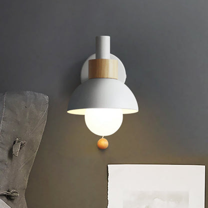 Vintage Glass Wall Lamp with Metal Shade