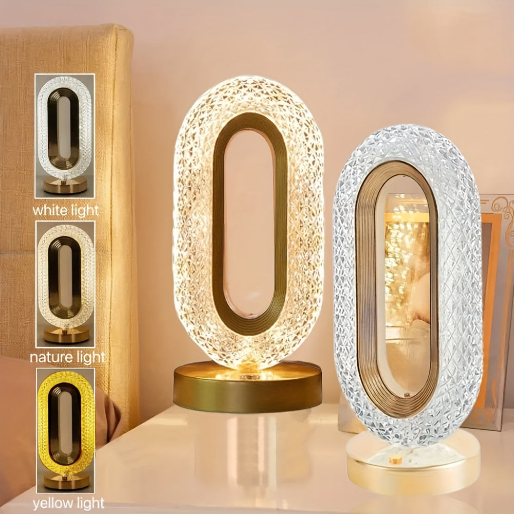 Sleek Crystal Oval Desk Lamp