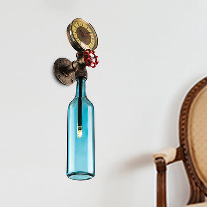 Rustic Glass Wall Lamp with Metal Accent