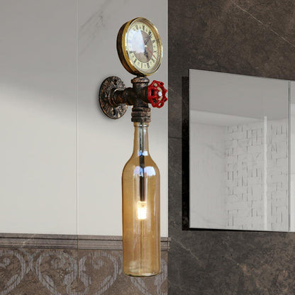Rustic Glass Wall Lamp with Metal Accent