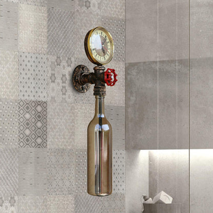Rustic Glass Wall Lamp with Metal Accent