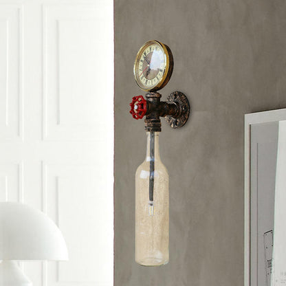 Rustic Glass Wall Lamp with Metal Accent