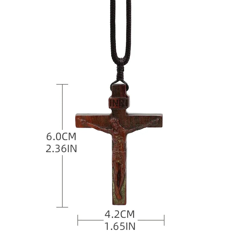 Wooden Cross Pendant Necklace
