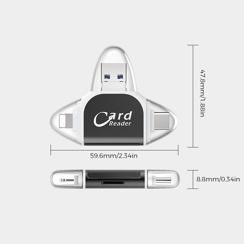 Compact 4-in-1 SD TF Memory Card Adapter