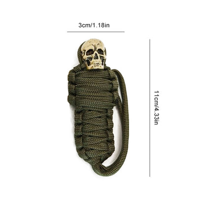 Tough Paracord Skull Keychain Brass Charm