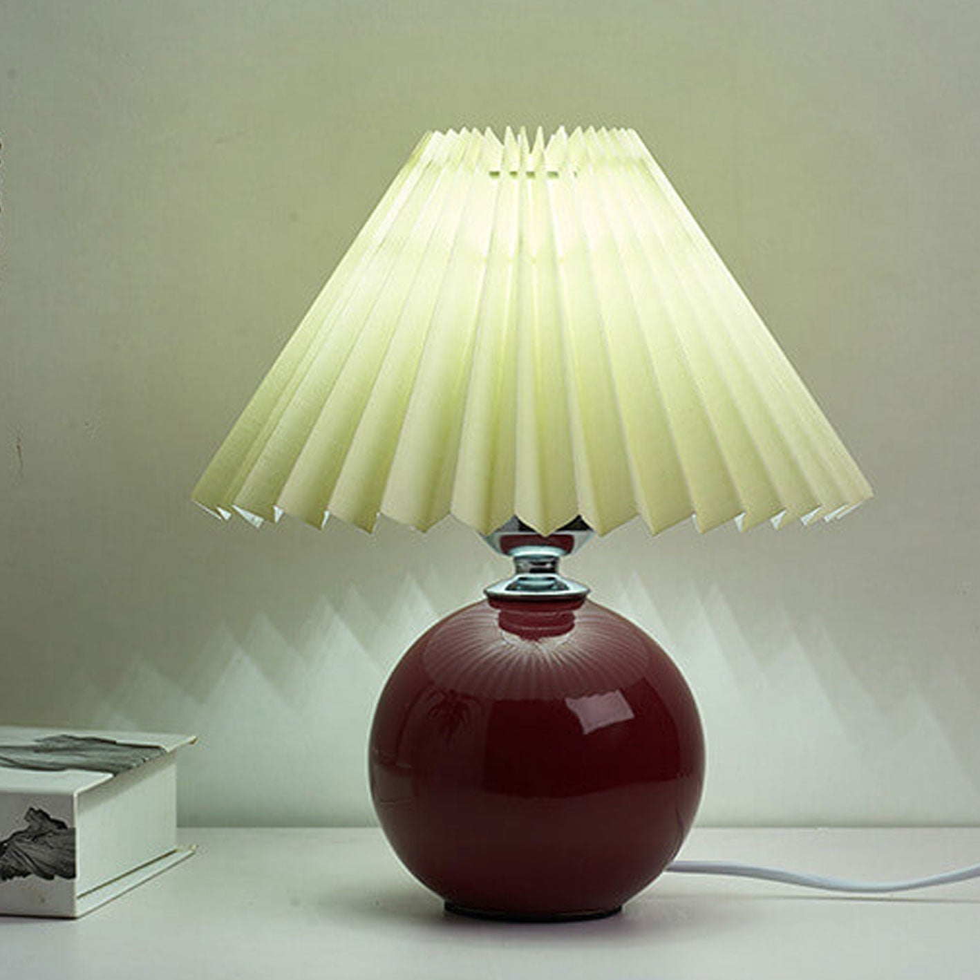 Simple Ceramic Desk Lamp with Folded Shade