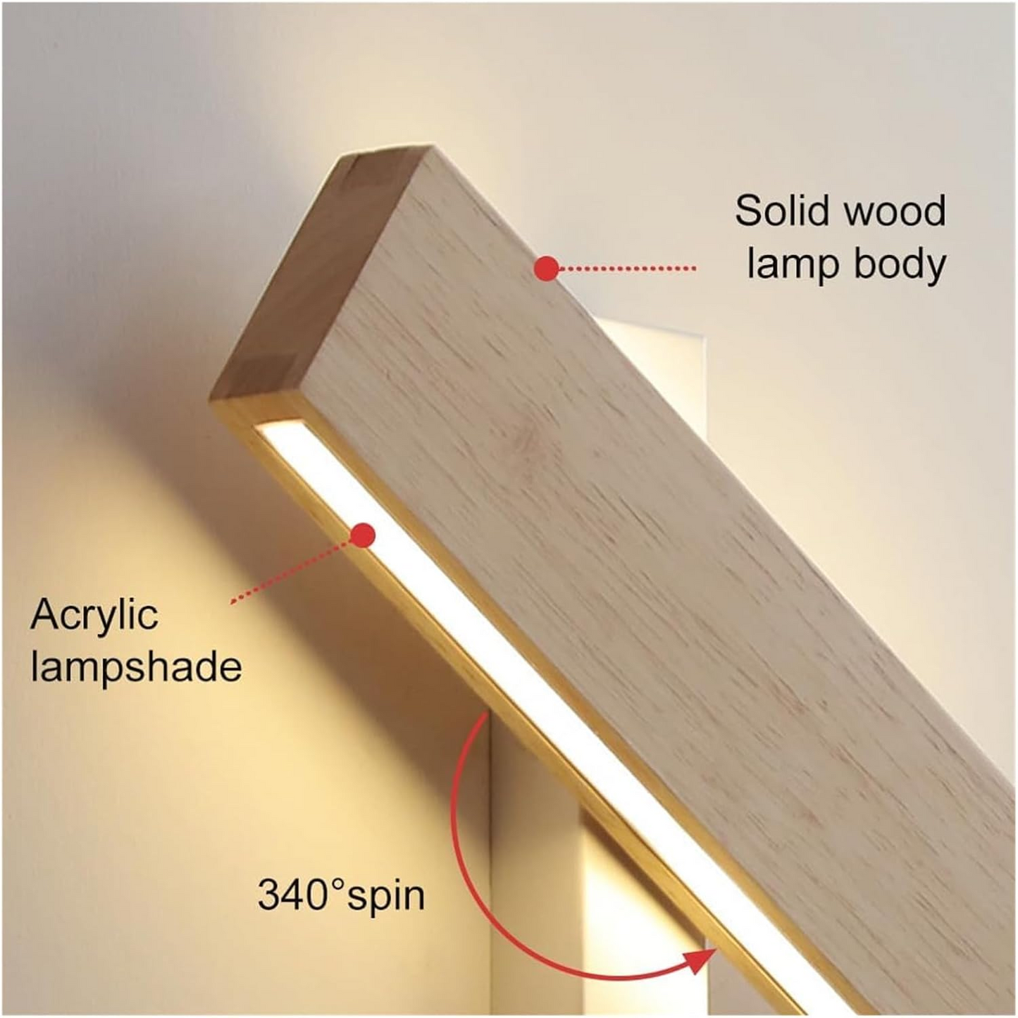 Adjustable Wood LED Wall Light