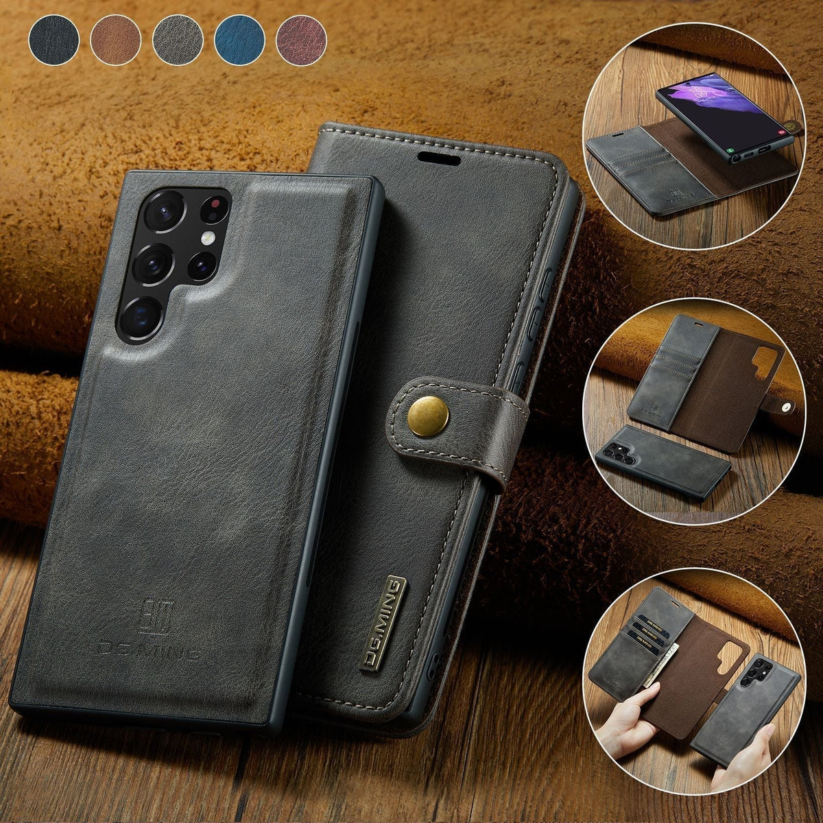 Detachable Leather Flip Cover for Samsung Galaxy
