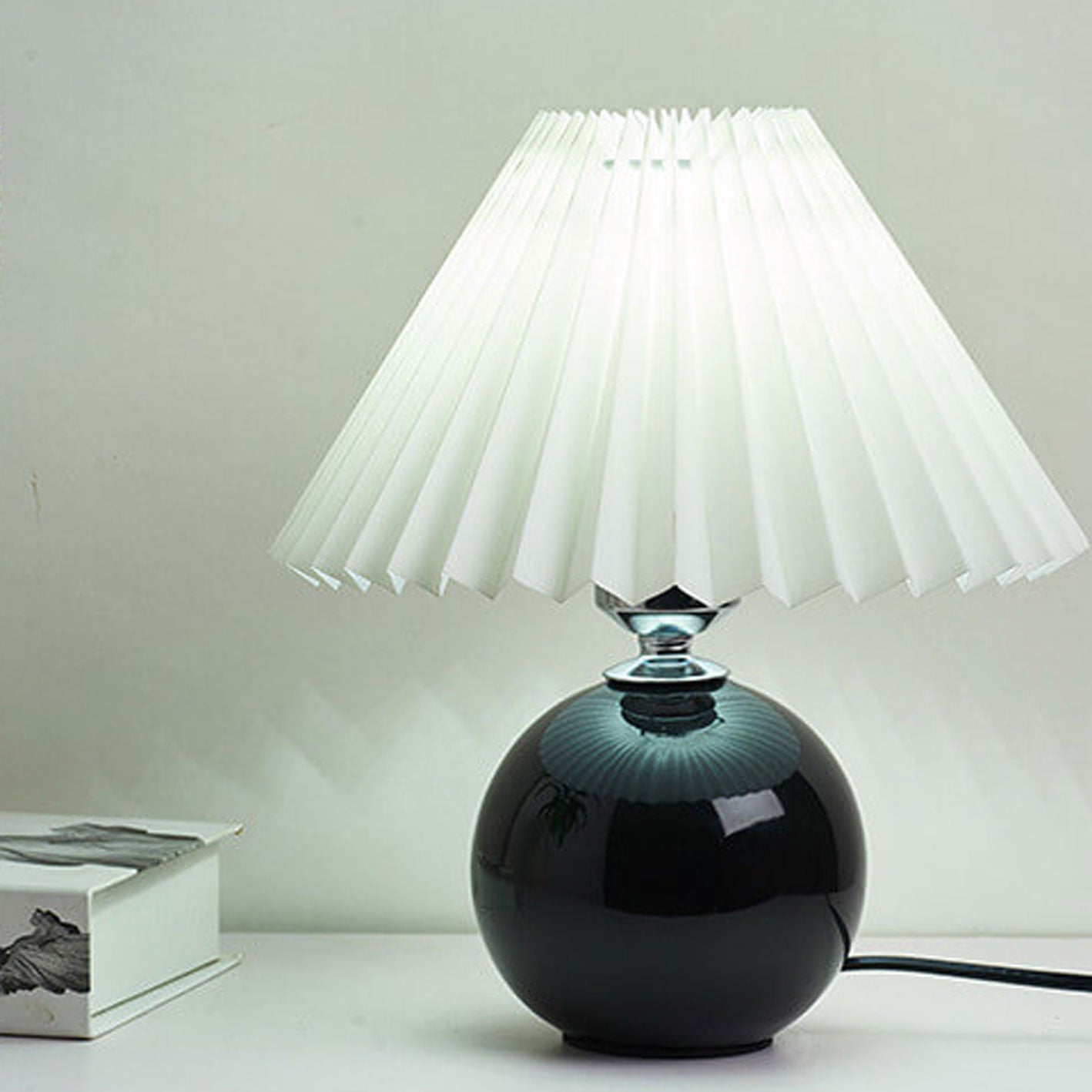 Simple Ceramic Desk Lamp with Folded Shade