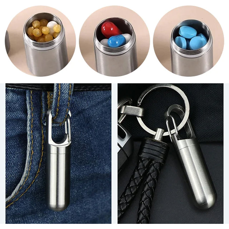 Travel Mini Pill Box Stainless Steel Case