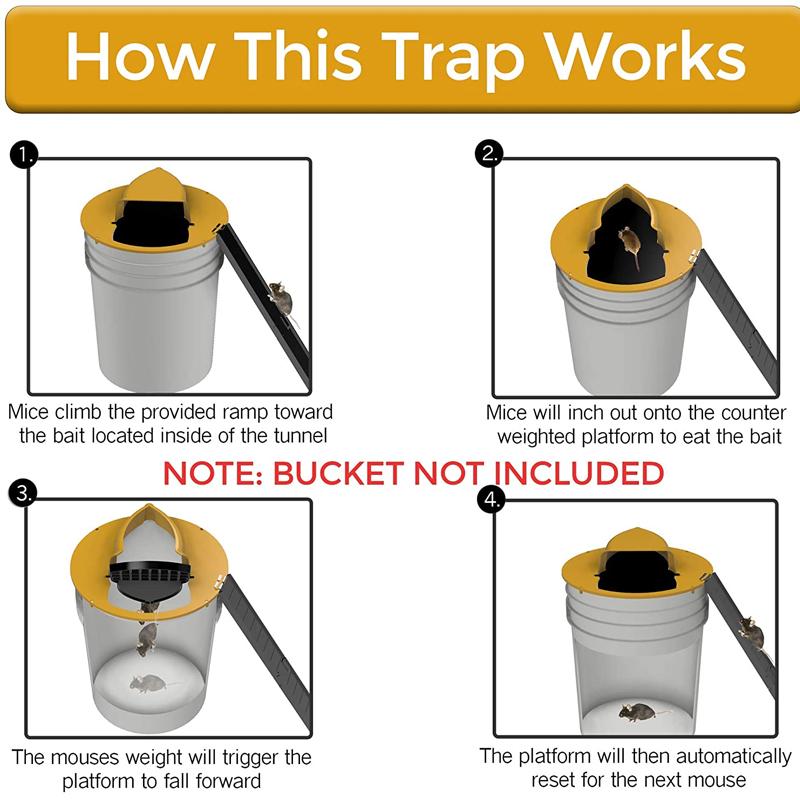 Easy Set Flip Trap Bucket Lid for Rats