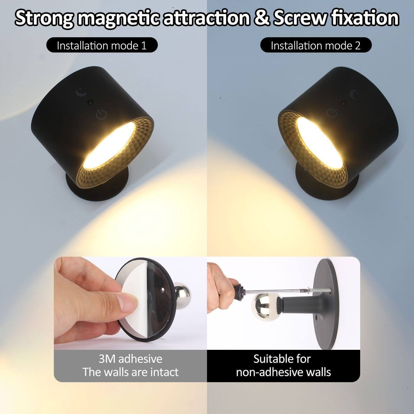 Versatile Stick-On Dual LED Wall Light