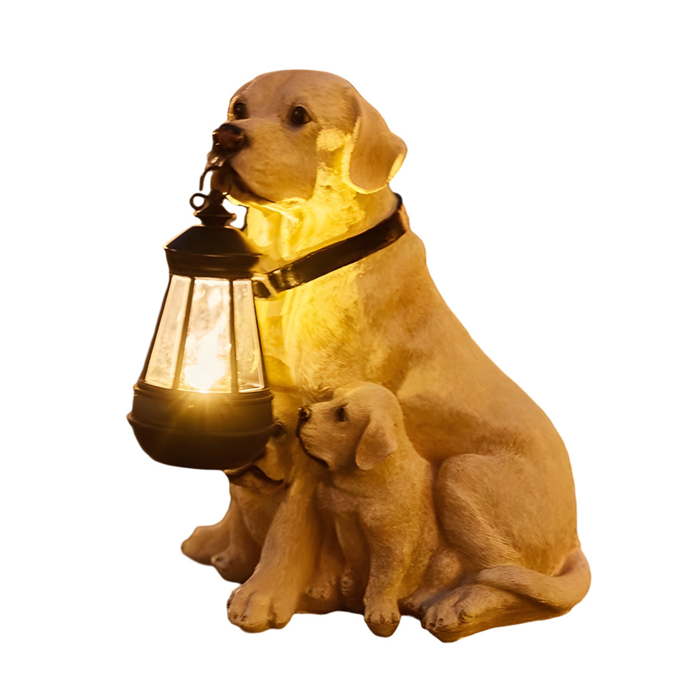 Solar Powered Outdoor Garden Lights with Dog Statue