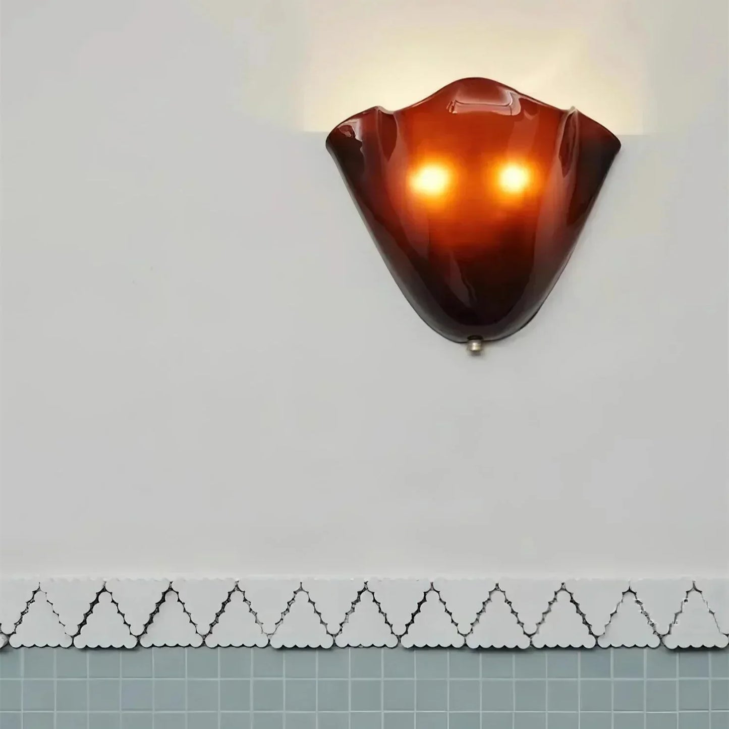 Vintage Glass Wall Lamp in Floral Shade