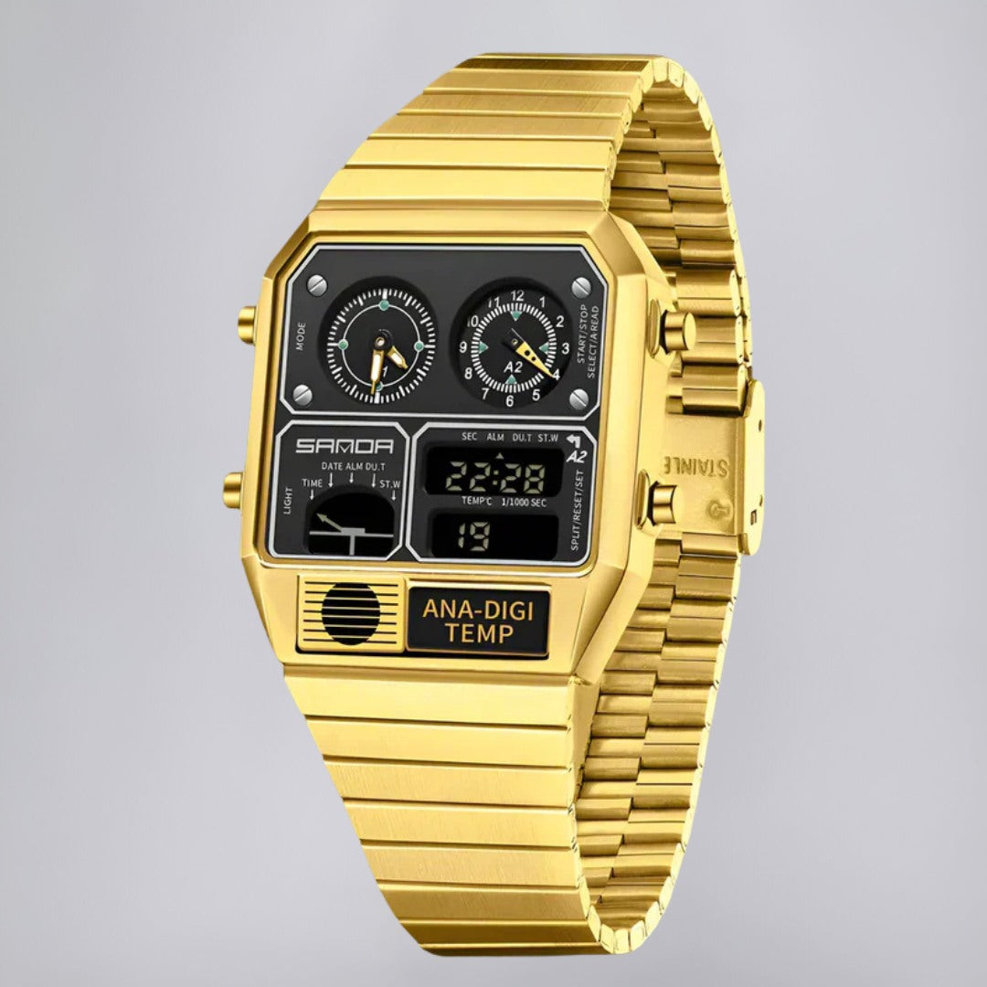 Vintage Style Double Display Wrist Watch