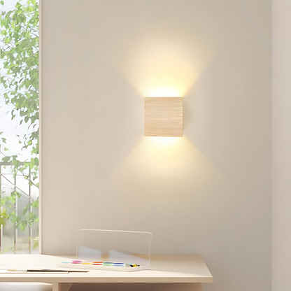 Rustic Wood Square Wall Light