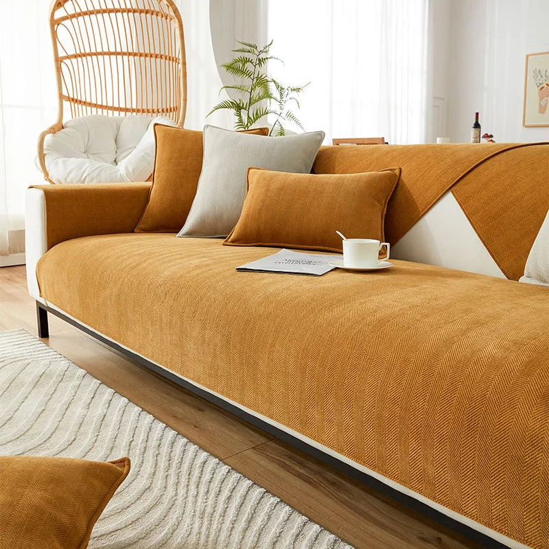 Plush Check Soft Sofa Slipcover Furniture Protector
